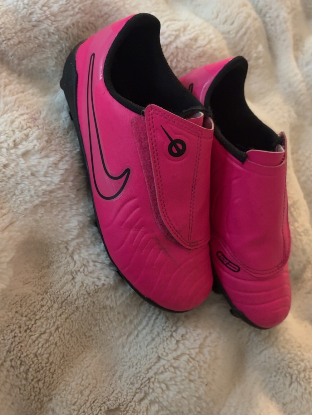 Nike Kids Hot Pink Soccer Sneakers with Black Accents